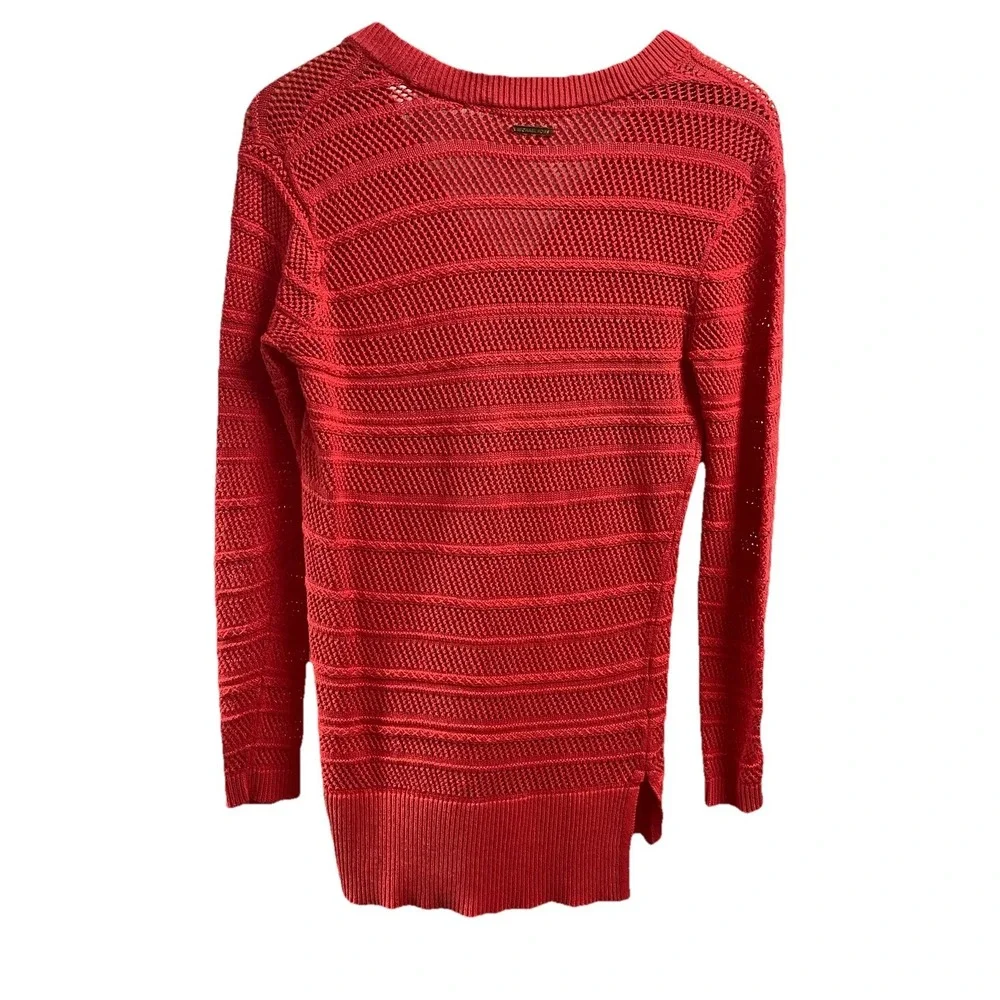 MICHAEL Michael Kors Womens V-Neck Mesh‎ Knit Sweater, Coral Reef, Sz XS